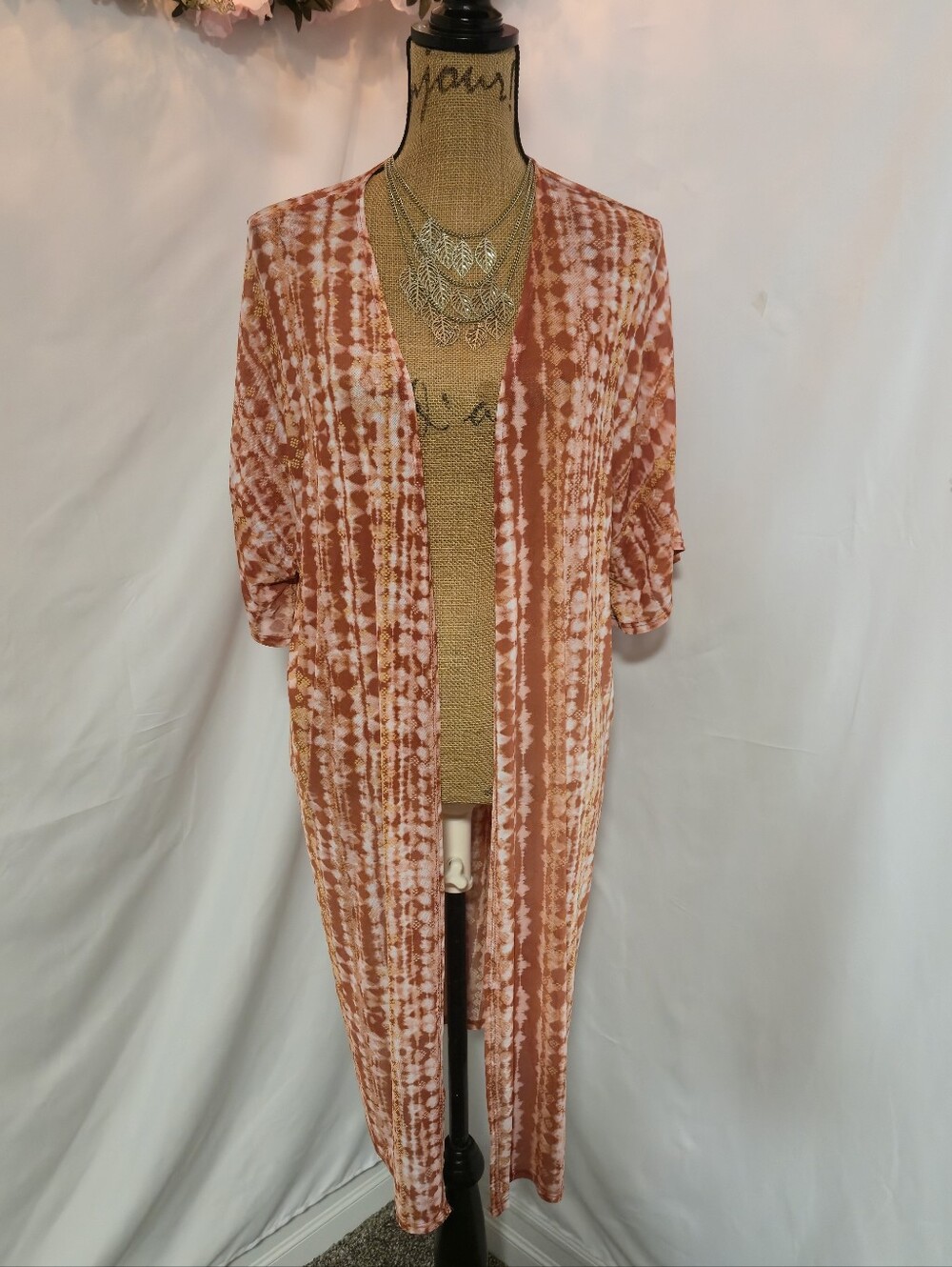 Urban Diction Rust & White Tie-Dye Cardigan